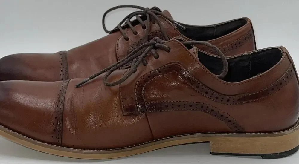 Stacy Adams Dress Shoes Mens Size 10.5 Brown Leather Cap Toe Derby 25065-221